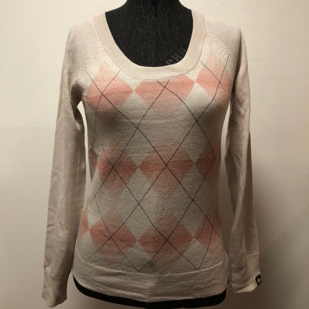 Stussy Girls Tag Argyle Sample L/S Sweater – Cream